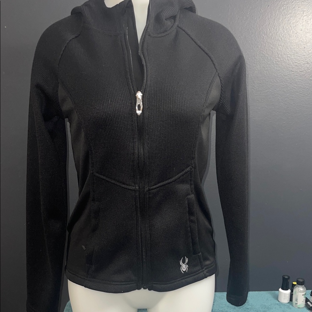 Spyder Black Textured Jacket with Logo